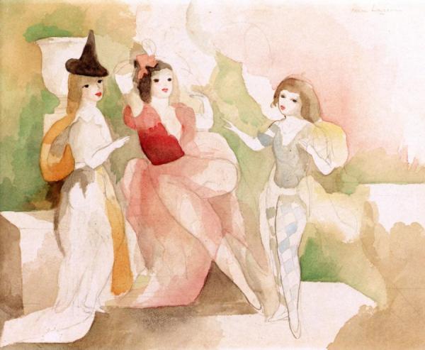 Two Friends On The Terrace And A Young Page by Marie Laurencin