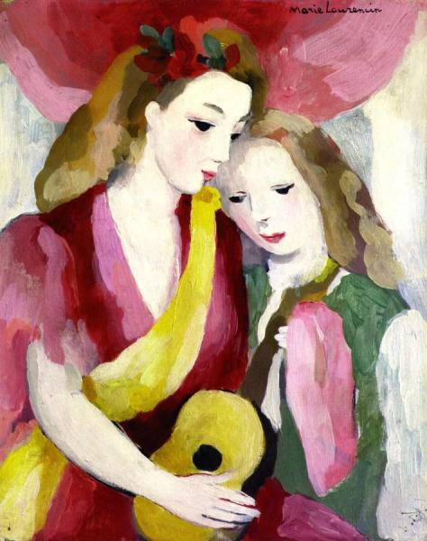 Two Girls With A Guitar by Marie Laurencin