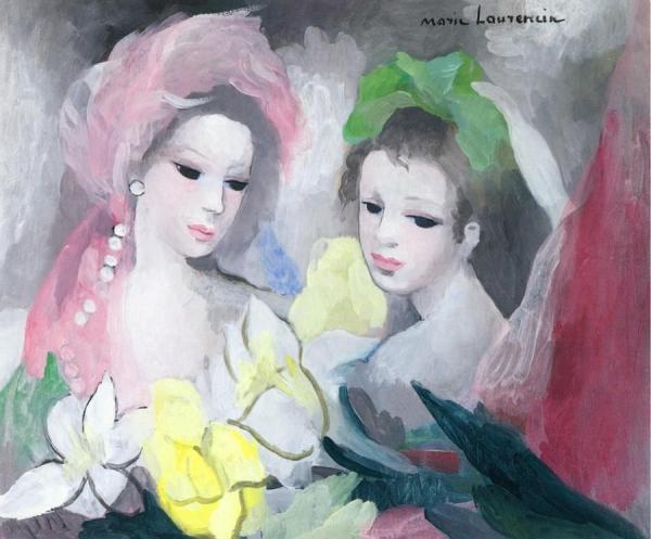 Two Girls With Flowers by Marie Laurencin