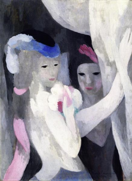 Two Woman With Curtain by Marie Laurencin