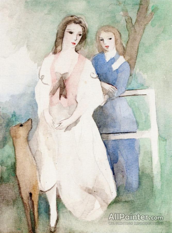 Young Woman With Dog Artwork By Marie Laurencin Oil Painting