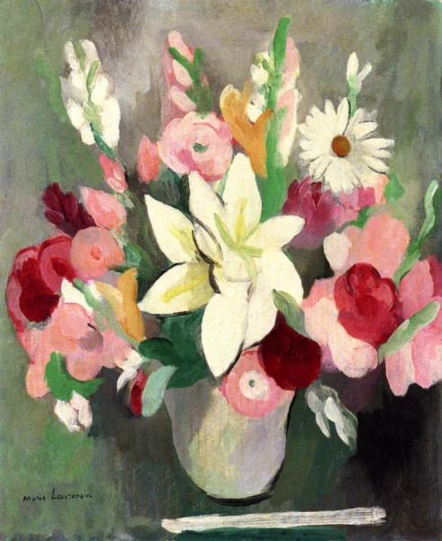 Vase Of Flowers by Marie Laurencin Oil Painting Reproductions
