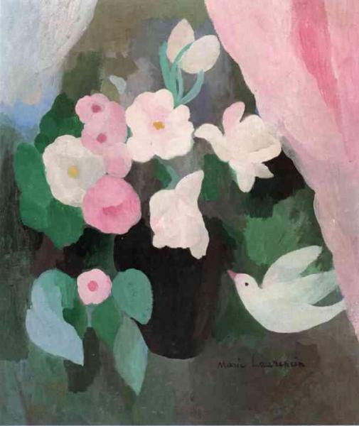 Vase Of Flowers With A Bird by Marie Laurencin
