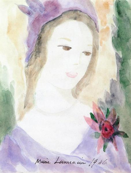 Woman's Head With Flower by Marie Laurencin