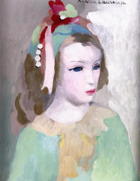 Young Girl With Flowers And Pearls In Her Hair by Marie Laurencin Oil Painting Reproductions