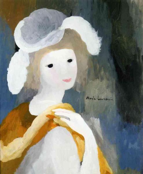 Young Woman With Feathered Hat by Marie Laurencin