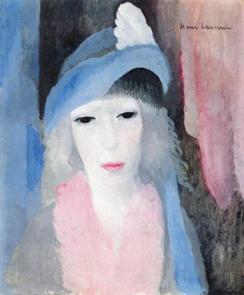 Young Woman With Feathered Hat by Marie Laurencin
