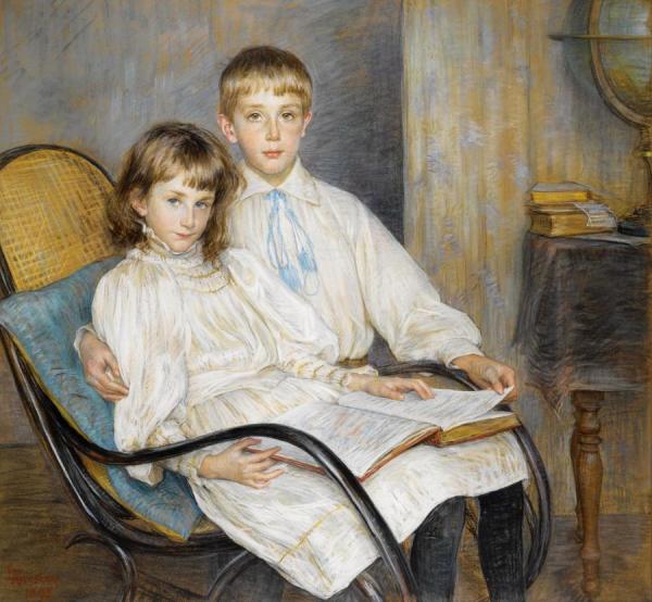 Enfants Assis, 1892 by Marie Louise Catherine Breslau