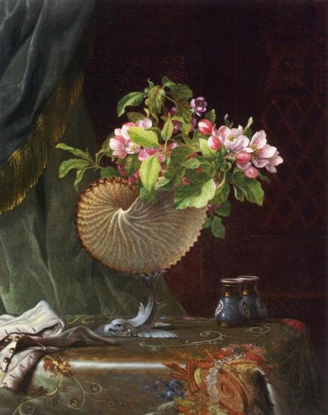 Victorian Still Life With Apple Blossoms by Martin Johnson Heade