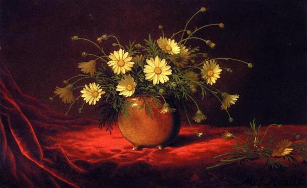 Yellow Daisies In A Bowl by Martin Johnson Heade