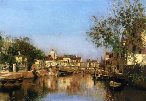 A Canal Near The Isle Of Giudecca, Il Redentore In The Distance by Martin Rico Oil Painting Reproductions