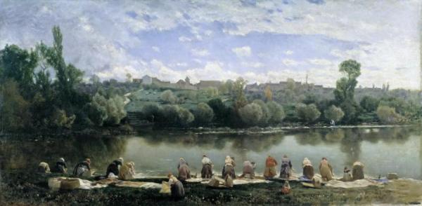 Washerwoman At The Varenne River by Martin Rico