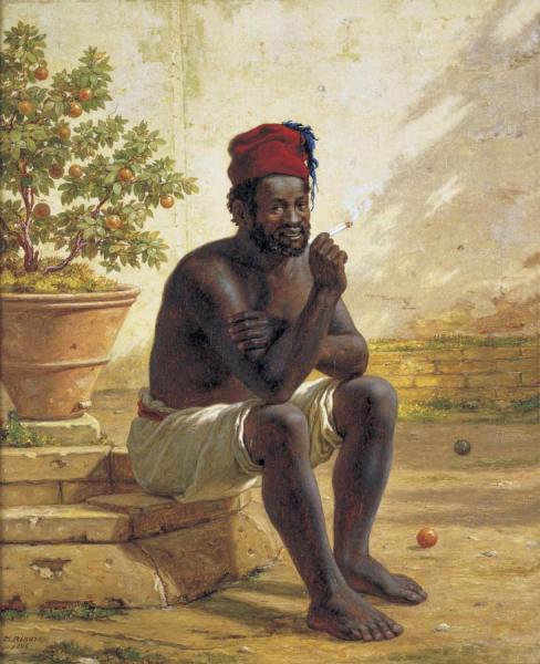 A Seated Nubian Smoking A Cigarette by Martinus Rorbye Oil Painting Reproductions