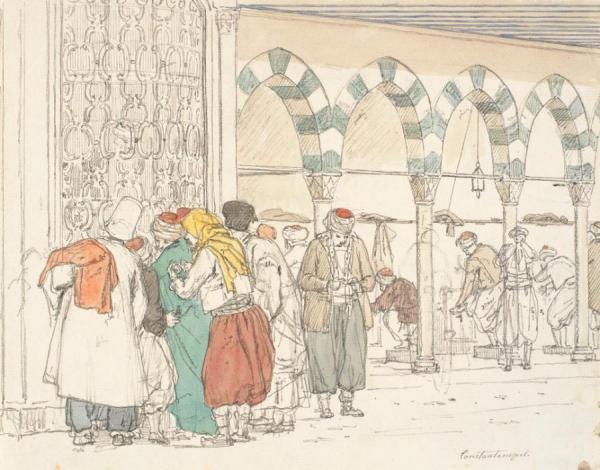 By The Toppana Mosque, Constantinople (ved Toppana Moskeen) by Martinus Rorbye