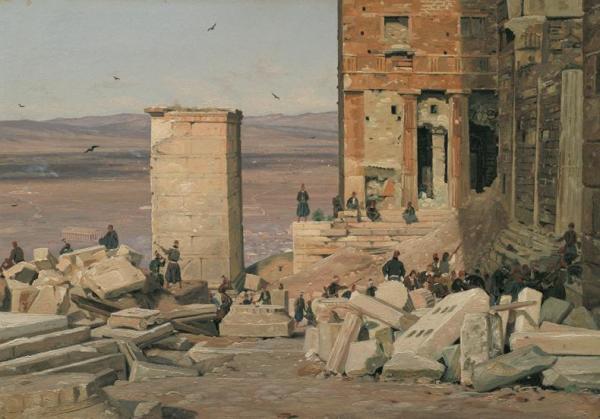 Greeks Working In The Ruins Of The Acropolis (grækere Arbejder I Ruinerne Ved Akropolis) by Martinus Rorbye Oil Painting Reproductions