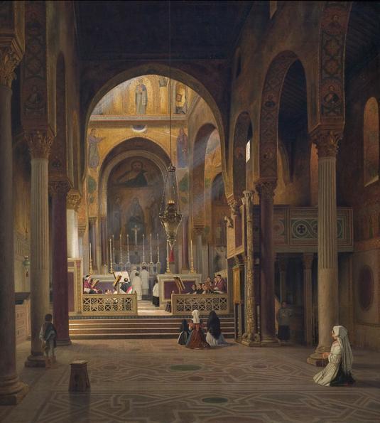 Interior Of The Capella Palatina In Palermo by Martinus Rorbye Oil Painting Reproductions