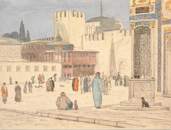 Square In Front Of The Bab-i Humayun Gate In Constantinople by Martinus Rorbye Oil Painting Reproductions
