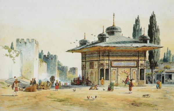 Sultans Ahmet Iii's Fountain By The Gate Of The Seraglio In Constantinople by Martinus Rorbye Oil Painting Reproductions
