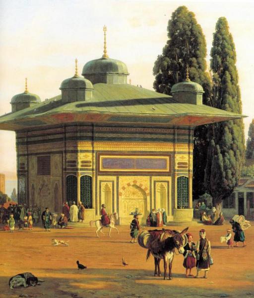 Martinus Rorbye The Fountain In The Square Of St Sophia By The Gate Of The Seraglio In Constantinople (detail)