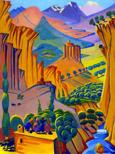 Armenian Woman With A Saz Musical Instrument by Martiros Sergeevitch Sarian