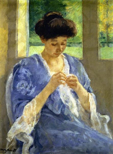 Augusta Sewing Before A Window by Mary Cassatt