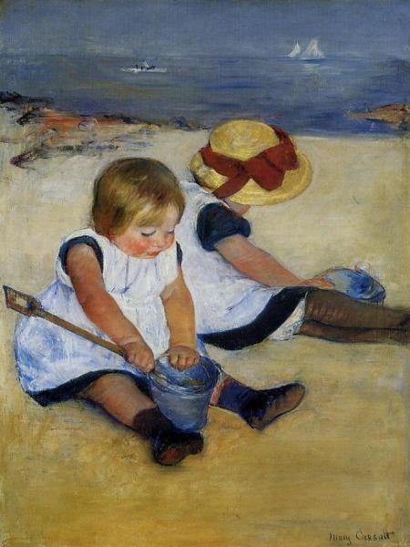 Children On The Shore by Mary Cassatt Oil Painting Reproductions