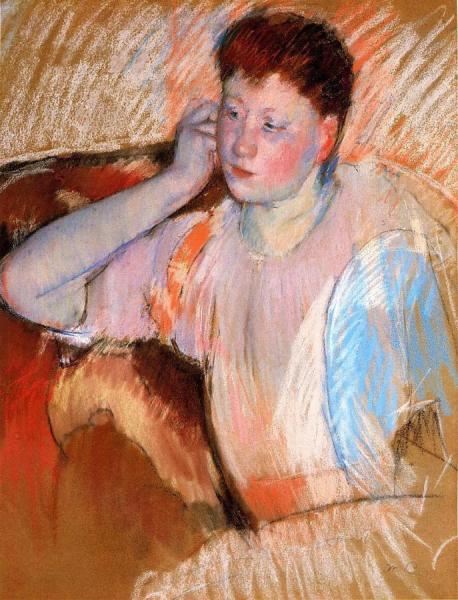 Clarissa, Turned Left, With Her Hand To Her Ear by Mary Cassatt