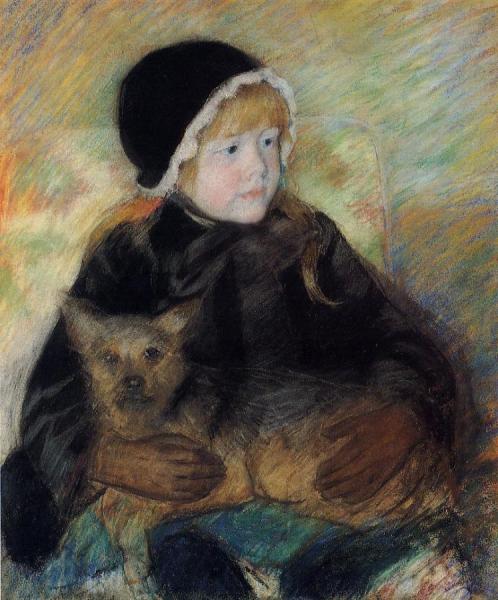 Elsie Cassatt Holding A Big Dog by Mary Cassatt
