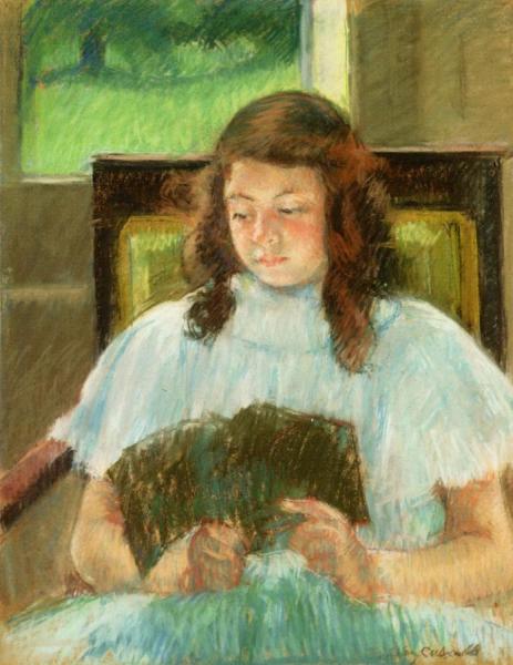 Françoise In A Square-backed Chair, Reading by Mary Cassatt