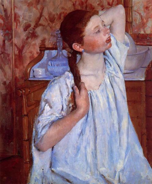 Girl Arranging Her Hair by Mary Cassatt