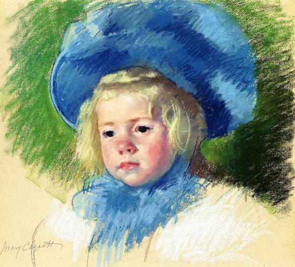 Head Of Simone In A Large Plumes Hat, Looking Left by Mary Cassatt
