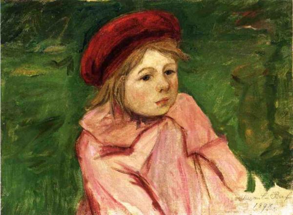 Little Girl In A Red Beret by Mary Cassatt