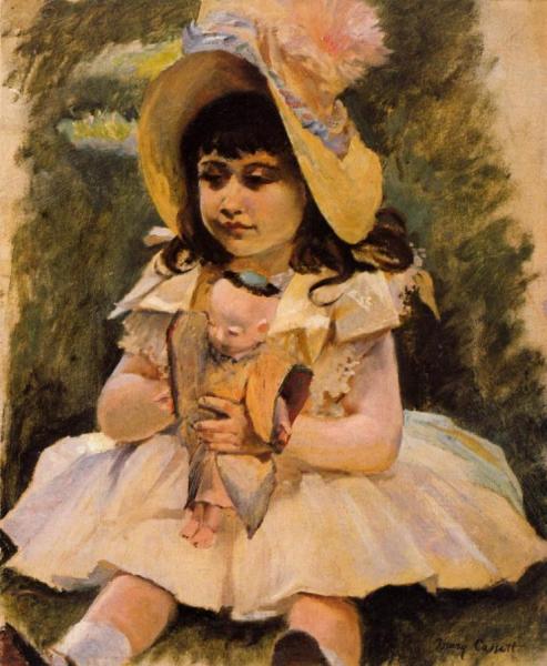 Little Girl With A Japanese Doll by Mary Cassatt Oil Painting Reproductions