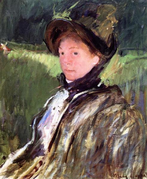Lydia Cassatt In A Green Bonnet And A Coat by Mary Cassatt