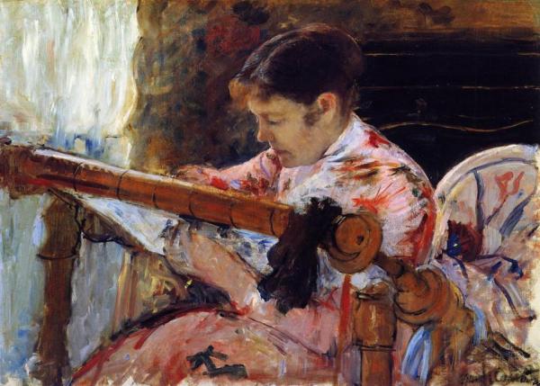 Lydia Seated At An Embroidery Frame by Mary Cassatt