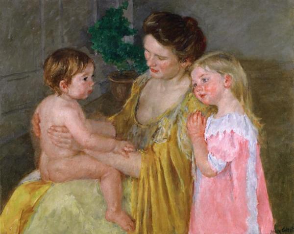 Mother And Two Children by Mary Cassatt
