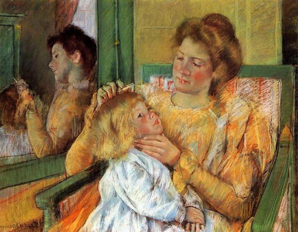 Mother Combing Her Child's Hair by Mary Cassatt