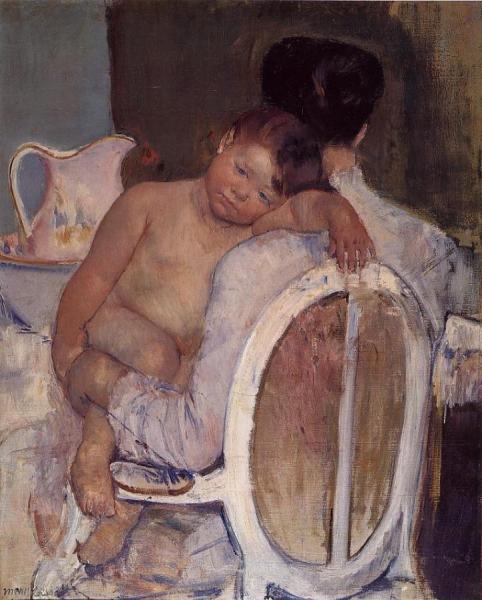 Mother Holding A Child In Her Arms by Mary Cassatt