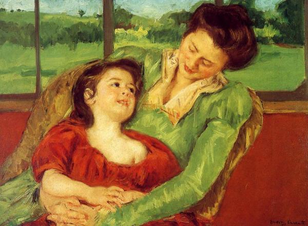 Reine Lefebre And Margot Before A Window by Mary Cassatt