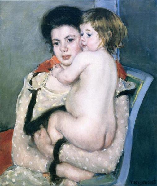 Reine Lefebvre Holding A Nude Baby by Mary Cassatt