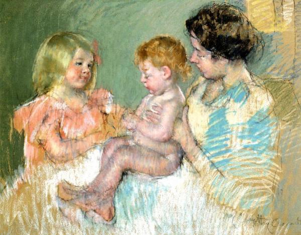 Sara And Her Mother With The Baby by Mary Cassatt