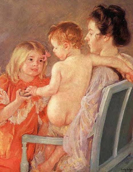 Sara Handing A Toy To The Baby by Mary Cassatt