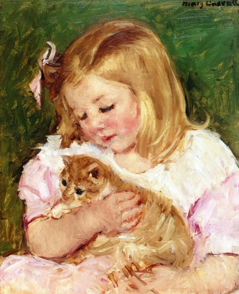 Sara Holding A Cat by Mary Cassatt