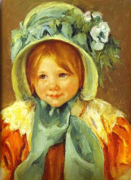 Sarah In A Green Bonnet by Mary Cassatt