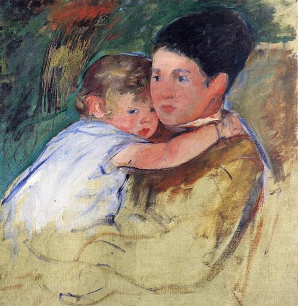 Sketch Of Anne And Her Nurse by Mary Cassatt