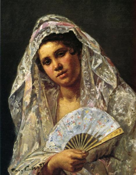 Spanish Dancer Wearing A Lace Mantilla by Mary Cassatt