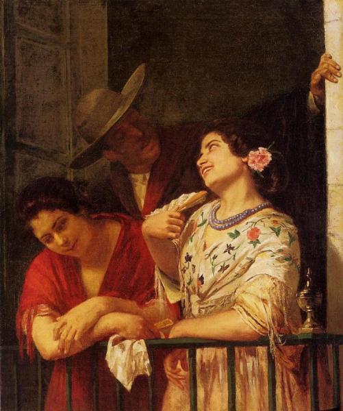 The Flirtation - A Balcony In Seville by Mary Cassatt