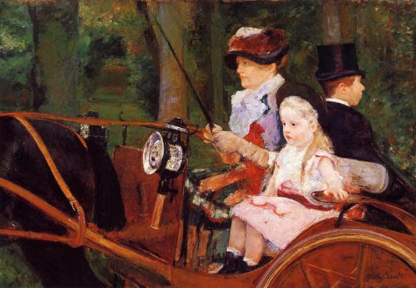Woman And Child Driving by Mary Cassatt