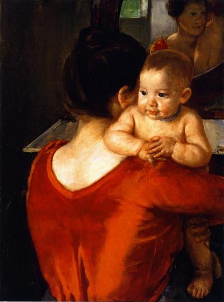 Woman In A Red Bodice And Her Child by Mary Cassatt