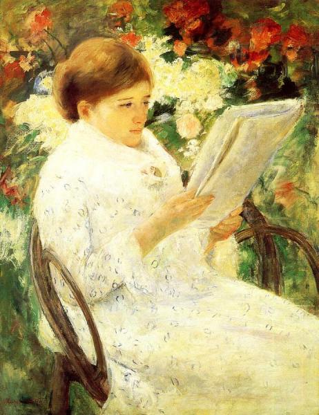 Woman Reading In A Garden by Mary Cassatt